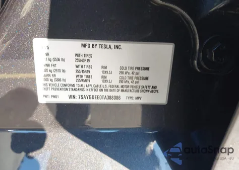 2026 Tesla Model Y Long Range Dual Motor All-Wheel Drive/Long Range Launch Series from USA, damaged, VIN 7SAYGDEE0TA388086